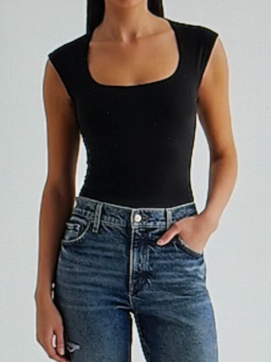 Express Tops - Express body contour high compress scoop neck cap sleeve bodysuit